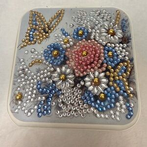 Diamond Art Finished Floral Embellished Jewelry BoxNEW